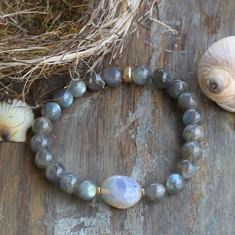 8mm Labradorite with Hand-Picked Opal