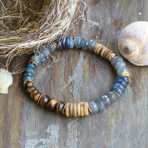 Blue & Brown Mixed Gemstone Bracelet