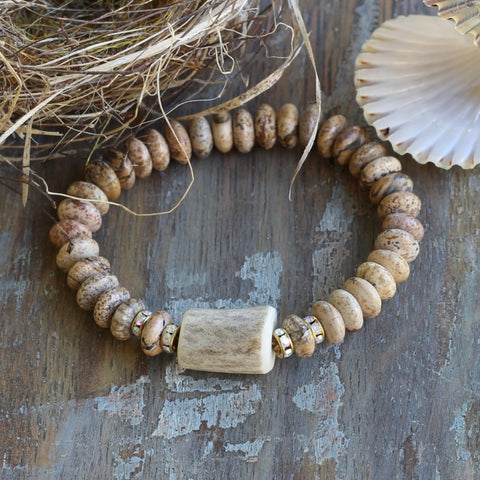 Landscape Jasper with Antler Bead