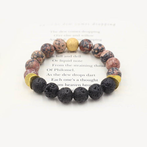 Susan Balaban Designed Healing Bracelet - This orange and black healing yoga bracelet is made of leopard jasper and lava stone for courage, confidence, power.