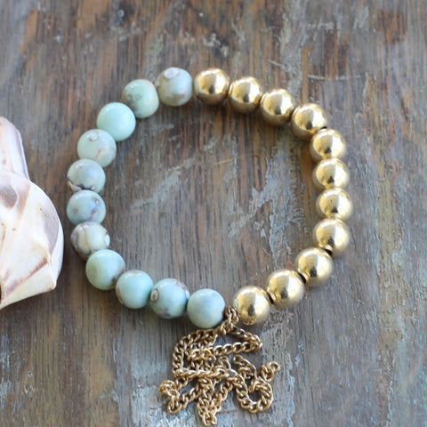 8mm Robin's Egg Jasper with 14 Kt Gold-Filled Beads & Tassel