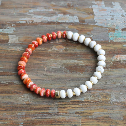 6mm Howlite & Spiny Lobster Rondelle Bracelet