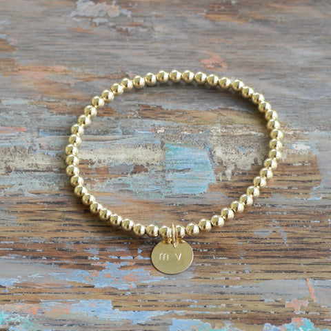 4mm Gold Bracelet with MV charm