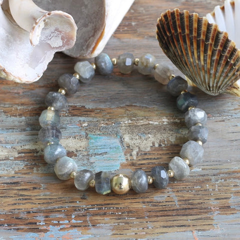 Hand Cut Labradorite Rondelle Bracelet