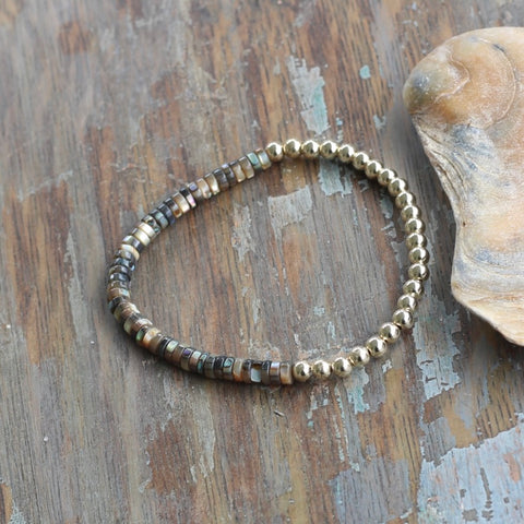 4mm 14 Kt Gold-Filled Bracelet with Abalone Beads