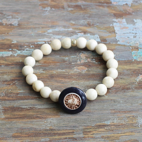 8mm Riverstone Bracelet with Medusa Button