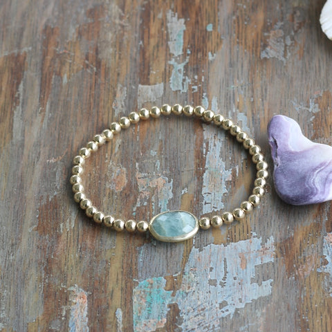 14 Kt Gold-Filled Bracelet with Aquamarine