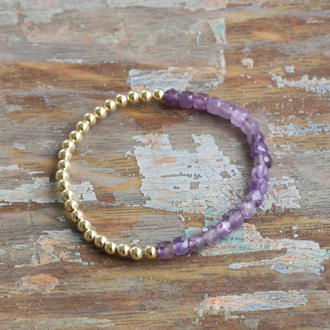 4mm Gold & Amethyst Bracelet