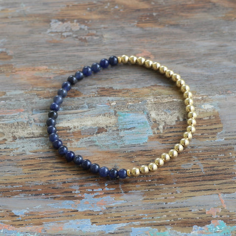 4mm Gold & Dumortierite Bracelet