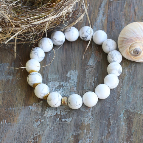 Simple 10mm Howlite Bracelet