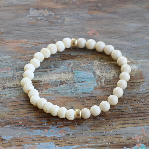 6mm Bone & Riverstone Bracelet