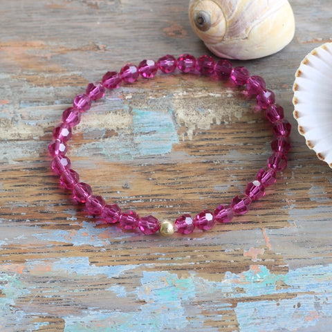 6mm Fuschia Swarovski Bracelet