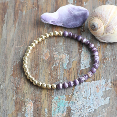 4mm Quahog Shell and 14 Kt Gold-Filled Bracelet