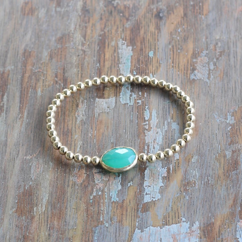 4mm 14 Kt Gold-Filled Bracelet with Chrysoprase