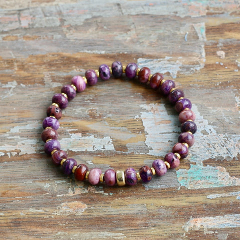 6mm Purple Jasper Rondelle Bracelet