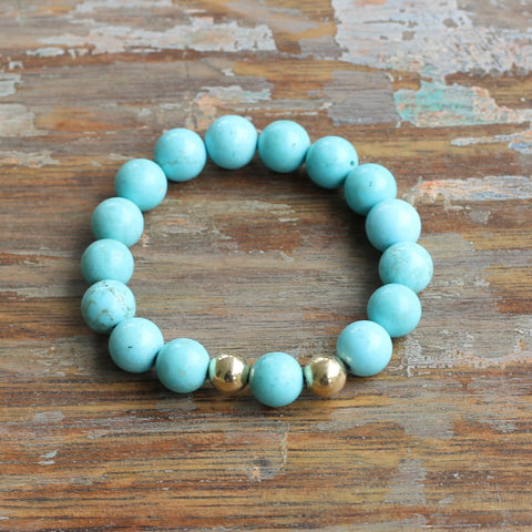 10mm Magnesite Bracelet with Gold Balls