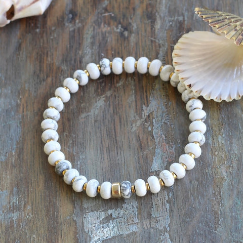 6mm Howlite Rondelle Bracelet