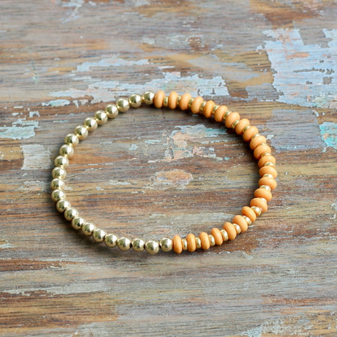 4mm Gold-Filled Bracelet with Orange Rondelles