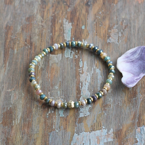 4mm Aurora Borealis Fancy Jasper with Rondelles