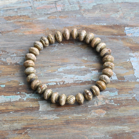 Leopard Jasper Rondelle Bracelet