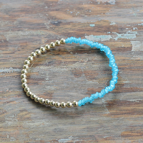 4mm Gold & Aqua Java Beads