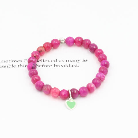 Children's Faceted Agate Bracelet with Green Heart