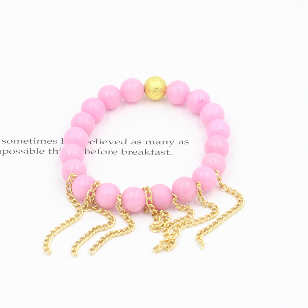 Children's Pink Jade Bracelet with Fringe