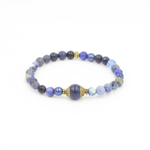 Gemstone Mix Bracelet with Tibet Lapis Bead
