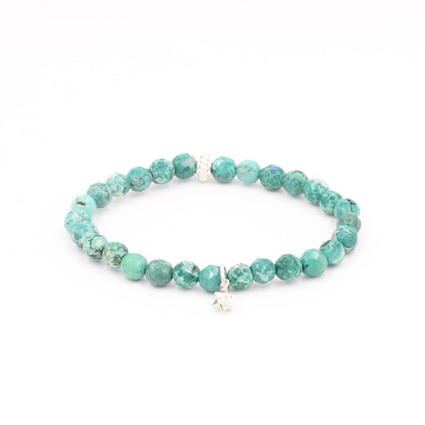 Faceted Turquoise Bracelet with Merkaba Charm
