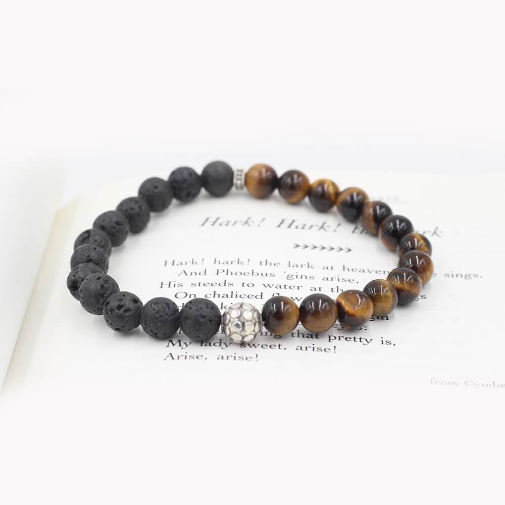 Tiger Eye Natural Lava Stone Chakra Yoga Beads Bracelets for Women Men -  Mandujour