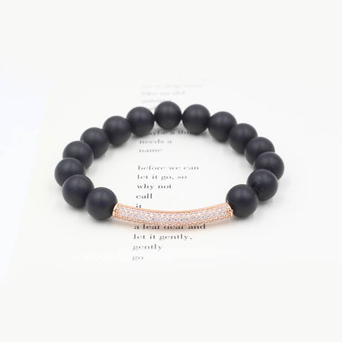 Susan Balaban Designed Healing Bracelet - This black healing yoga bracelet is made of agate and shimmer for wisdom and intuition.