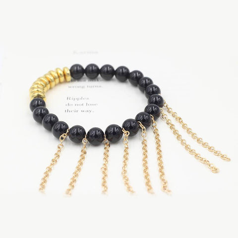 Susan Balaban Designed Healing Bracelet - This black healing yoga bracelet is made of tourmaline and fringe for power and confidence.