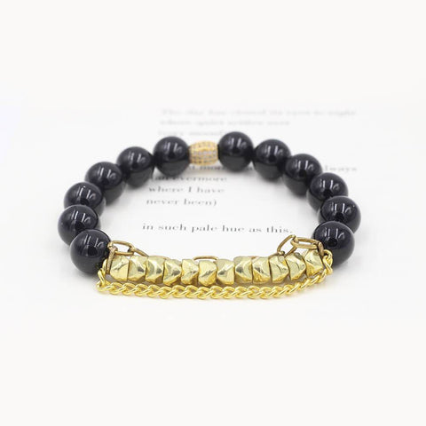 Susan Balaban Designed Healing Bracelet - This black healing yoga bracelet is made of agate and tourmaline for strength and protection.