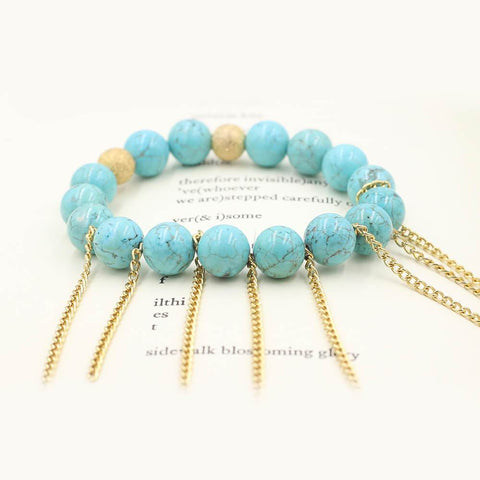 Susan Balaban Designed Healing Bracelet - This blue healing yoga bracelet is made of magnesite for growth and expansion.