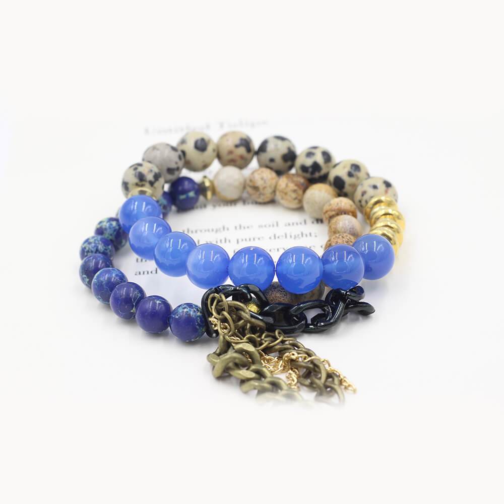 Susan Balaban Designed Healing Bracelet - These blue and black healing yoga bracelets made of agate and jasper keep you connected to your dreams.