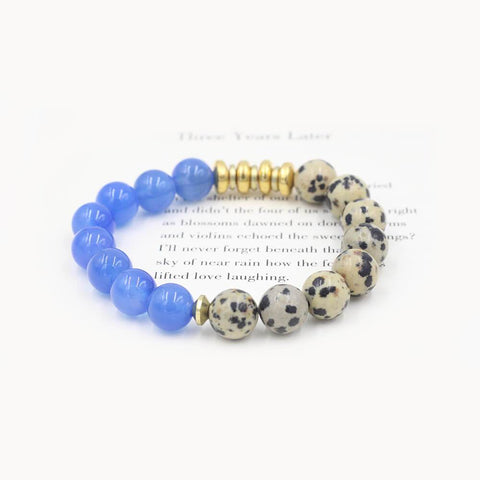Susan Balaban Designed Healing Bracelet - This dalmation jasper and blue agate healing yoga bracelet bring beauty to all you do and see. 