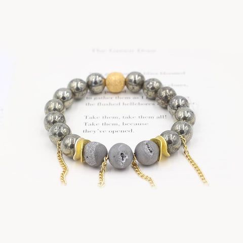Susan Balaban Designed Healing Bracelet - This gold healing yoga bracelet is made of pyrite and druzy for intuition, acceptance.
