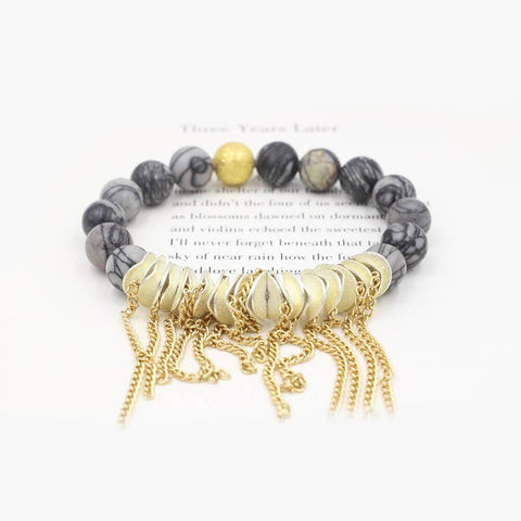 Susan Balaban Designed Healing Bracelet - This gray and silver healing yoga bracelet is made of silkstone for inspiration and motivation.