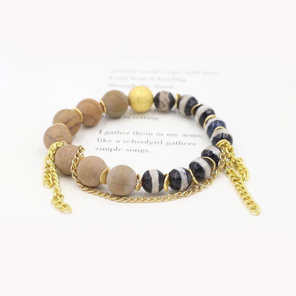 Susan Balaban Designed Healing Bracelet - This brown healing yoga bracelet features matte and tibetan agate for courage and healing.